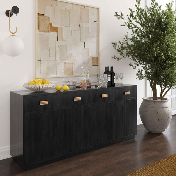 TOV Furniture Aria 75" Buffet - Contemporary European Design with Soft-Close Drawers for Effortless Elegance Black TOV-D54269
