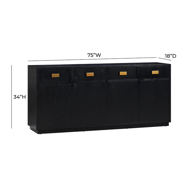 TOV Furniture Aria 75" Buffet - Contemporary European Design with Soft-Close Drawers for Effortless Elegance Black TOV-D54269