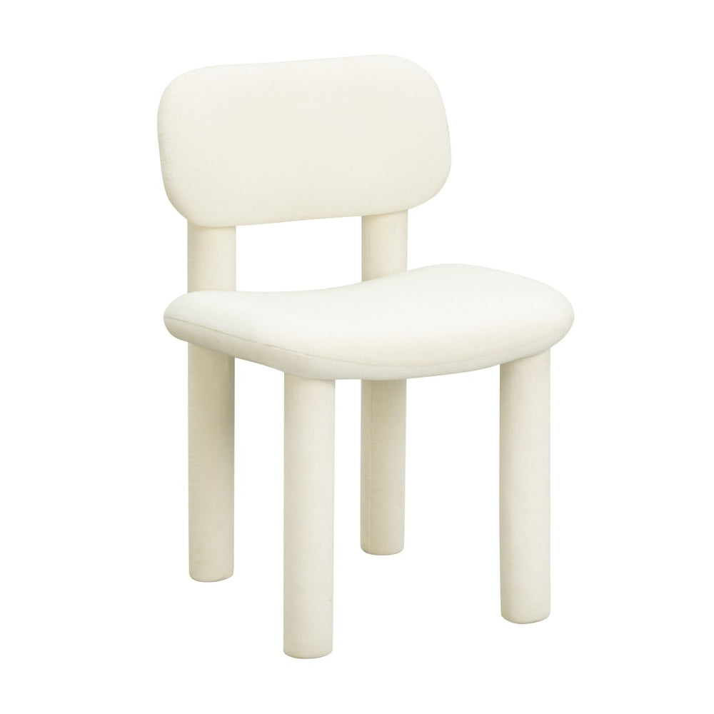 TOV Furniture Elise Performance Velvet Dining Chair - Retro-Chic Comfort with Ergonomic Support for Stylish Dining Ivory TOV-D54332