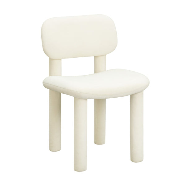 TOV Furniture Elise Performance Velvet Dining Chair - Retro-Chic Comfort with Ergonomic Support for Stylish Dining Ivory TOV-D54332