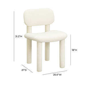TOV Furniture Elise Performance Velvet Dining Chair - Retro-Chic Comfort with Ergonomic Support for Stylish Dining Ivory TOV-D54332