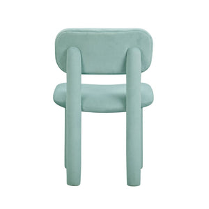 TOV Furniture Elise Performance Velvet Dining Chair - Retro-Chic Comfort with Ergonomic Support for Stylish Dining Light Blue TOV-D54333