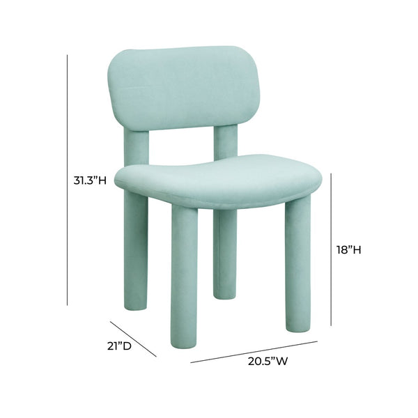 TOV Furniture Elise Performance Velvet Dining Chair - Retro-Chic Comfort with Ergonomic Support for Stylish Dining Light Blue TOV-D54333