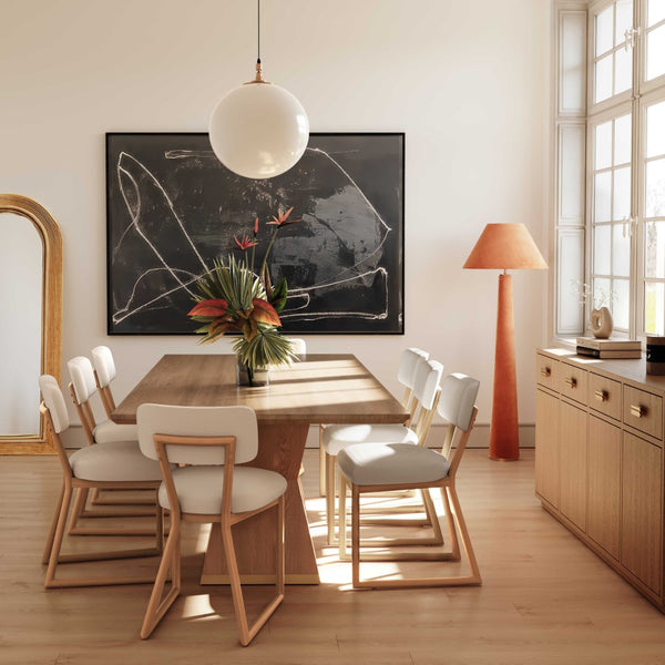 TOV Furniture Bobbie Eco-Friendly Dining Chair with Upcycled Fabric, Solid Wood Frame & Easy-Clean Performance Finish Cream TOV-D54337