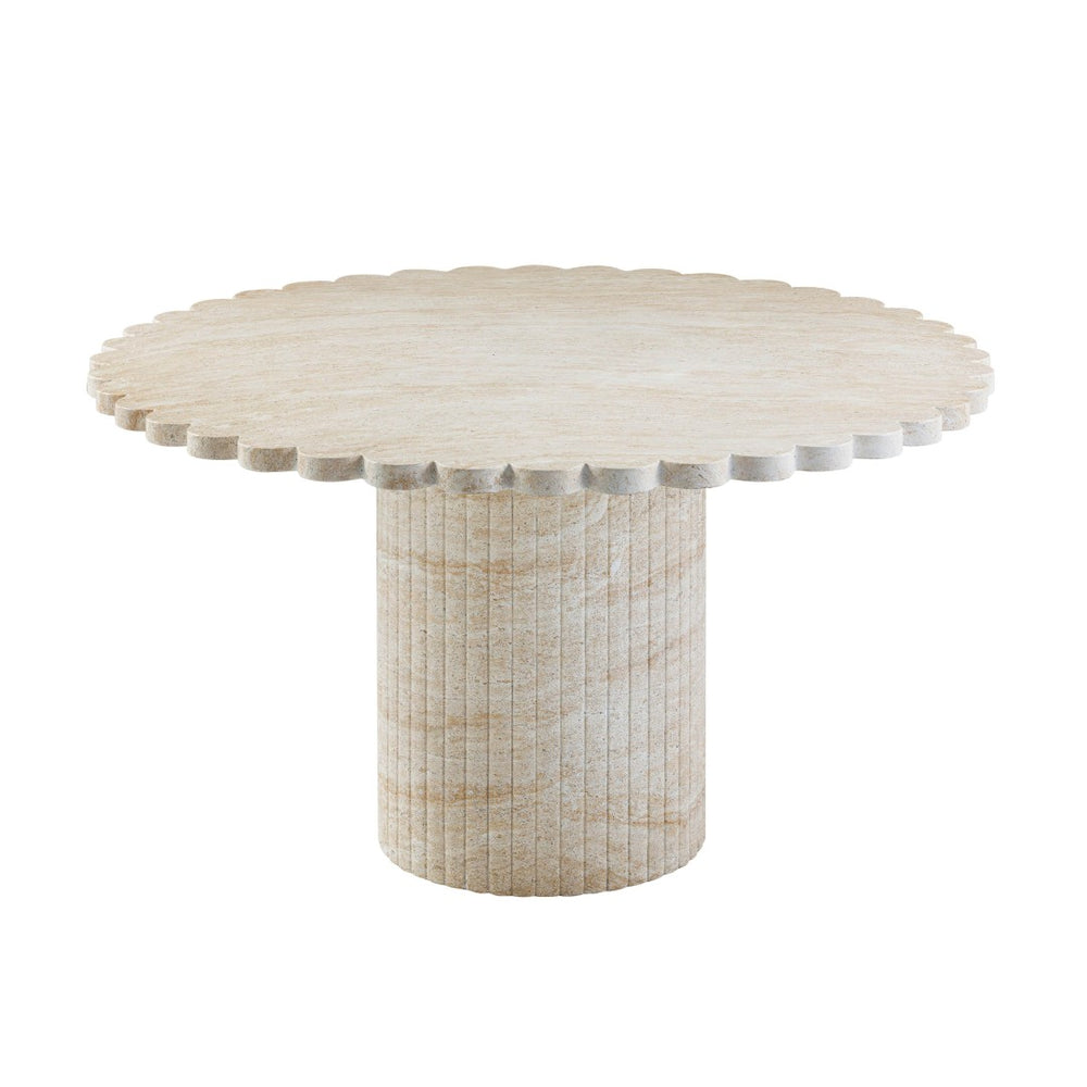 TOV Furniture Blossom 54" Round Dining Table - Stylish Washed Faux Travertine for Indoor & Outdoor Gatherings TOV-D54349