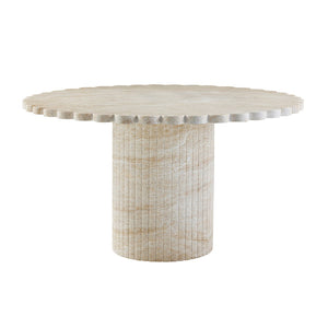 TOV Furniture Blossom 54" Round Dining Table - Stylish Washed Faux Travertine for Indoor & Outdoor Gatherings TOV-D54349