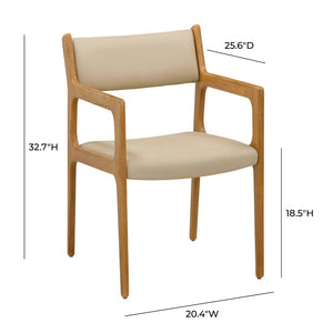 TOV Furniture Ari Cream Performance Vegan Leather Dining Chairs - Set of 2, Mid-Century Style, Easy Care & Comfort TOV-D54353