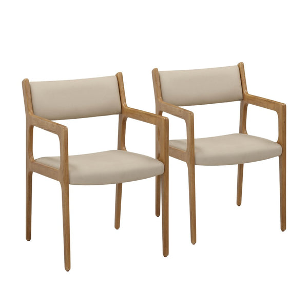 TOV Furniture Ari Cream Performance Vegan Leather Dining Chairs - Set of 2, Mid-Century Style, Easy Care & Comfort TOV-D54353