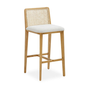 TOV Furniture Gerri Stylish Tweed & Rattan Counter Stool for Kitchen or Bar - Durable, Easy-Care, Handmade Design TOV-D54381