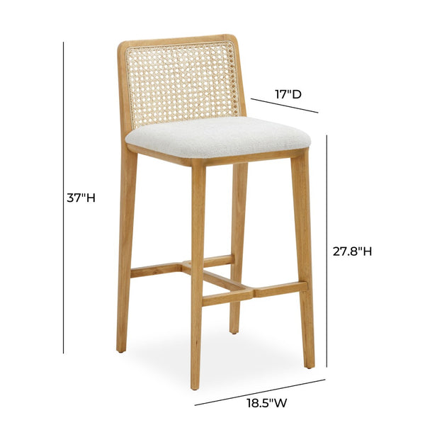 TOV Furniture Gerri Stylish Tweed & Rattan Counter Stool for Kitchen or Bar - Durable, Easy-Care, Handmade Design TOV-D54381