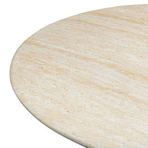 TOV Furniture Brut 86" Concrete Patterned Oval Dining Table - Stylish Indoor/Outdoor Centerpiece for Gatherings Travertine TOV-D54407