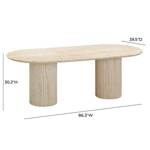 TOV Furniture Brut 86" Concrete Patterned Oval Dining Table - Stylish Indoor/Outdoor Centerpiece for Gatherings Travertine TOV-D54407