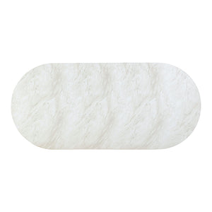 TOV Furniture Brut 86" Concrete Patterned Oval Dining Table - Stylish Indoor/Outdoor Centerpiece for Gatherings White TOV-D54408