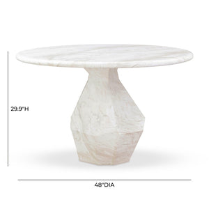 TOV Furniture Esme 48" Round Faux Marble Dining Table - Chic Indoor/Outdoor Centerpiece with Durable Design TOV-D54416