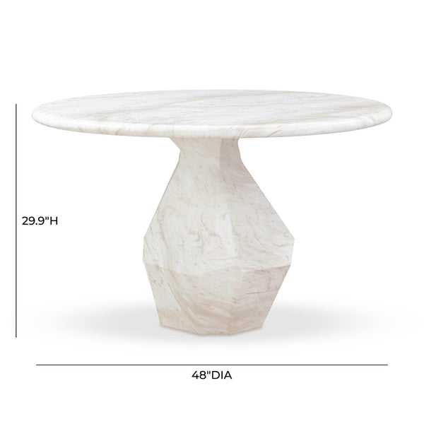 TOV Furniture Esme 48" Round Faux Marble Dining Table - Chic Indoor/Outdoor Centerpiece with Durable Design TOV-D54416