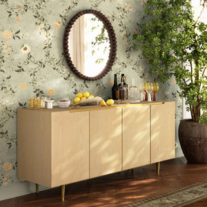TOV Furniture Echo 70" Natural Ash Sideboard with Soft-Close Doors, Adjustable Shelves & Elegant Metal Accents TOV-D54421