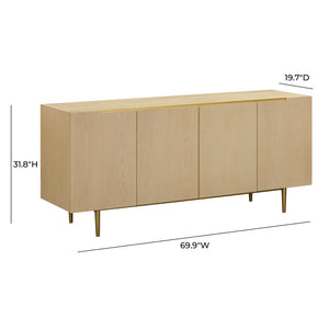 TOV Furniture Echo 70" Natural Ash Sideboard with Soft-Close Doors, Adjustable Shelves & Elegant Metal Accents TOV-D54421