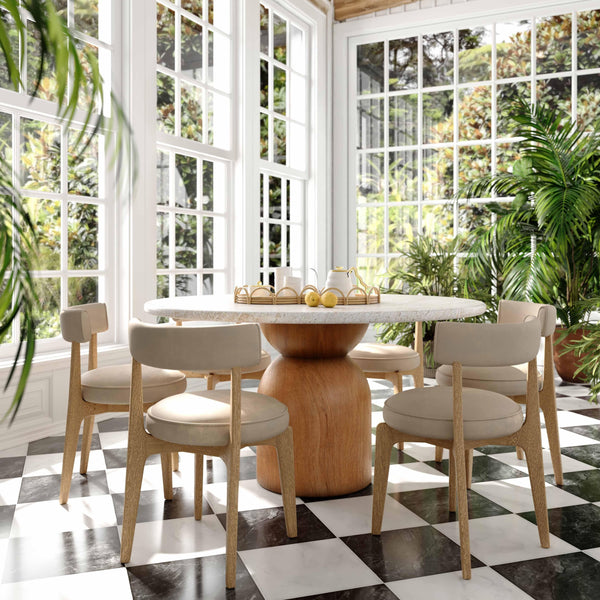 Tov Furniture Nikita Vegan Leather Dining Chair - Retro Memphis Style With Easy-clean Upholstery And Comfort Taupe Vegan Leather,Wood Tov-d54462