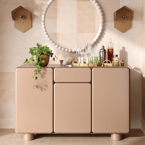 TOV Furniture Tammy 48" Taupe Buffet - Mid-Century Modern Minimalist Storage with Soft-Close Doors & Drawers TOV-D54485