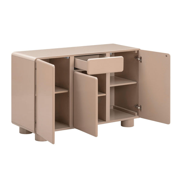 TOV Furniture Tammy 48" Taupe Buffet - Mid-Century Modern Minimalist Storage with Soft-Close Doors & Drawers TOV-D54485