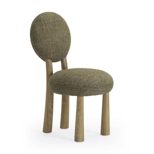 Tov Furniture Sulley Dining Chair - Playful Basketweave Design With Sturdy Cushioned Backrest For Comfort Olive Green Fabric,Plywood,Wood Tov-d54492