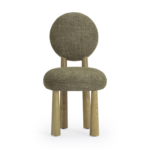 Tov Furniture Sulley Dining Chair - Playful Basketweave Design With Sturdy Cushioned Backrest For Comfort Olive Green Fabric,Plywood,Wood Tov-d54492