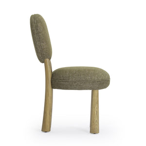 Tov Furniture Sulley Dining Chair - Playful Basketweave Design With Sturdy Cushioned Backrest For Comfort Olive Green Fabric,Plywood,Wood Tov-d54492