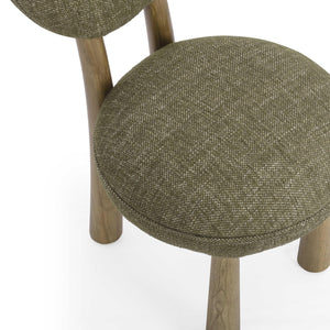 Tov Furniture Sulley Dining Chair - Playful Basketweave Design With Sturdy Cushioned Backrest For Comfort Olive Green Fabric,Plywood,Wood Tov-d54492
