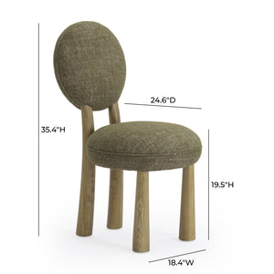 Tov Furniture Sulley Dining Chair - Playful Basketweave Design With Sturdy Cushioned Backrest For Comfort Olive Green Fabric,Plywood,Wood Tov-d54492