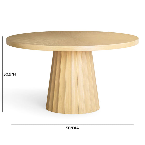 TOV Furniture Meri Natural Round Dining Table - Coastal-Inspired Design with Sculptural Base for Modern Homes 56" TOV-D54503