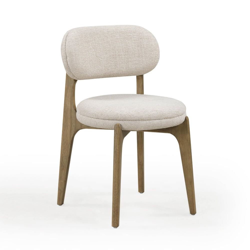 TOV Furniture Carnation Dining Chair - Elegant Mid-Century Design with Water-Repellent Fabric & Solid Wood Frame Cream TOV-D54506