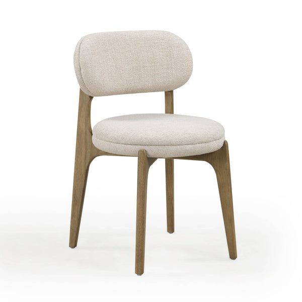 TOV Furniture Carnation Dining Chair - Elegant Mid-Century Design with Water-Repellent Fabric & Solid Wood Frame Cream TOV-D54506