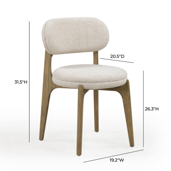 TOV Furniture Carnation Dining Chair - Elegant Mid-Century Design with Water-Repellent Fabric & Solid Wood Frame Cream TOV-D54506