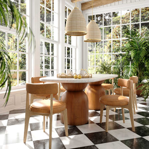 TOV Furniture Nikita Vegan Leather Dining Chair - Retro-Inspired Comfort with Solid Oak Frame for Modern Spaces Brown TOV-D54463