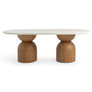 TOV Furniture Cynthia 87" Oval Concrete Dining Table - Faux Travertine Elegance for Indoor & Outdoor Spaces TOV-D54510