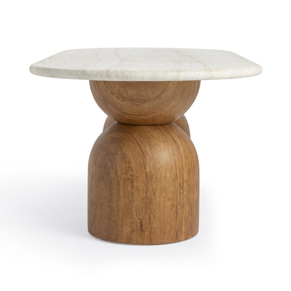 TOV Furniture Cynthia 87" Oval Concrete Dining Table - Faux Travertine Elegance for Indoor & Outdoor Spaces TOV-D54510