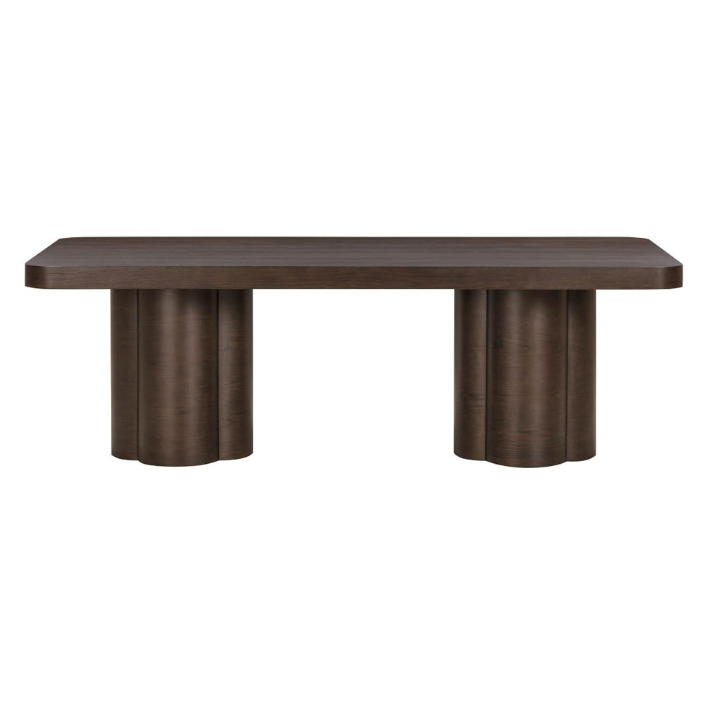 TOV Furniture Bambi 90" Rectangular Dining Table - Rustic Ash Veneer with Sculptural Legs for Modern Elegance TOV-D54511