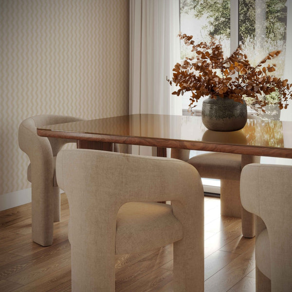 TOV Furniture Malone Performance Chenille Dining Chair - Elegant Comfort with Durable Water-Repellent Fabric Taupe TOV-D54515