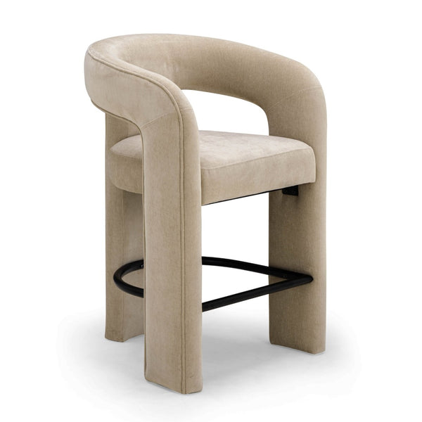TOV Furniture Malone Performance Chenille Stool - Elegant Design, Durable Comfort, Perfect for Any Dining Space Taupe / Counter Height TOV-D54517
