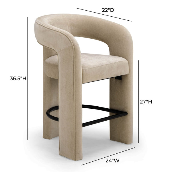 TOV Furniture Malone Performance Chenille Stool - Elegant Design, Durable Comfort, Perfect for Any Dining Space Taupe / Counter Height TOV-D54517
