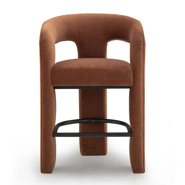 TOV Furniture Malone Performance Chenille Stool - Elegant Design, Durable Comfort, Perfect for Any Dining Space Rust / Counter Height TOV-D54518