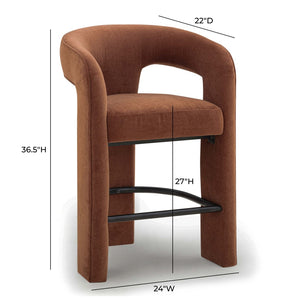 TOV Furniture Malone Performance Chenille Stool - Elegant Design, Durable Comfort, Perfect for Any Dining Space Rust / Counter Height TOV-D54518