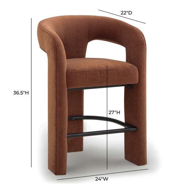 TOV Furniture Malone Performance Chenille Stool - Elegant Design, Durable Comfort, Perfect for Any Dining Space Rust / Counter Height TOV-D54518