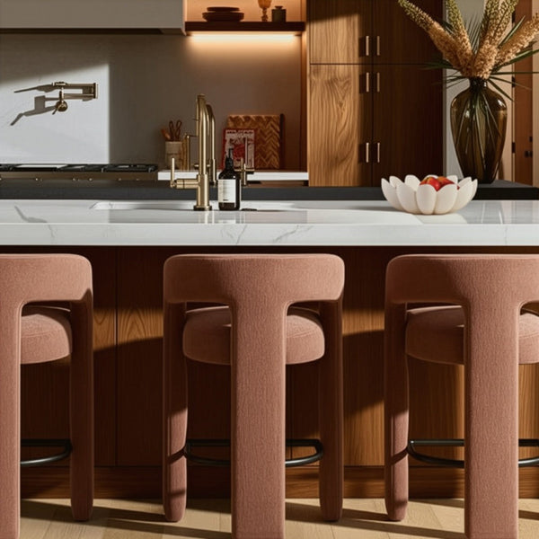 TOV Furniture Malone Performance Chenille Stool - Elegant Design, Durable Comfort, Perfect for Any Dining Space Rust / Counter Height TOV-D54518