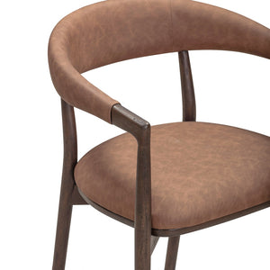 TOV Furniture Vina Vegan Leather Dining Chair - Sculptural Design, Durable Comfort, Wipe-Clean Upholstery, Stylish Elegance Brown TOV-D54535