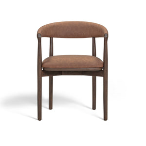 TOV Furniture Vina Vegan Leather Dining Chair - Sculptural Design, Durable Comfort, Wipe-Clean Upholstery, Stylish Elegance Brown TOV-D54535