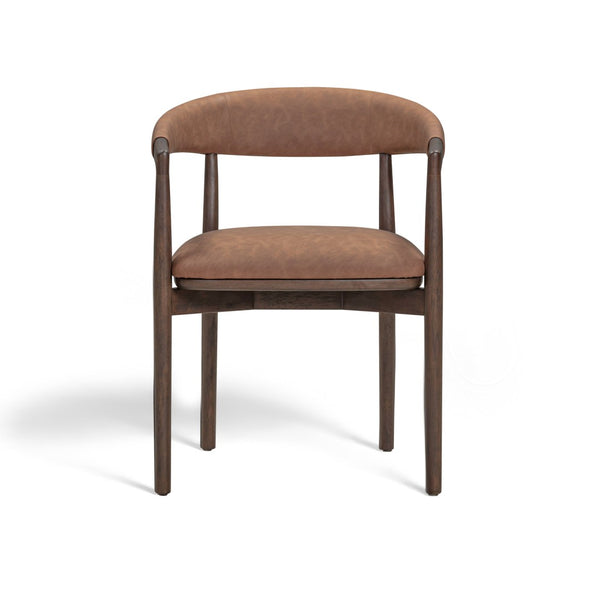 TOV Furniture Vina Vegan Leather Dining Chair - Sculptural Design, Durable Comfort, Wipe-Clean Upholstery, Stylish Elegance Brown TOV-D54535