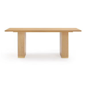 TOV Furniture Chelsea 79" Natural Oak Dining Table with Brass-Finish Base – Stylish, Durable, and Perfect for Entertaining! TOV-D54537