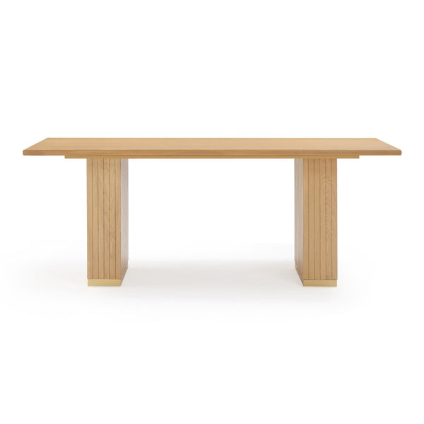 TOV Furniture Chelsea 79" Natural Oak Dining Table with Brass-Finish Base – Stylish, Durable, and Perfect for Entertaining! TOV-D54537