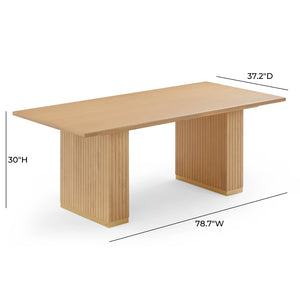 TOV Furniture Chelsea 79" Natural Oak Dining Table with Brass-Finish Base – Stylish, Durable, and Perfect for Entertaining! TOV-D54537